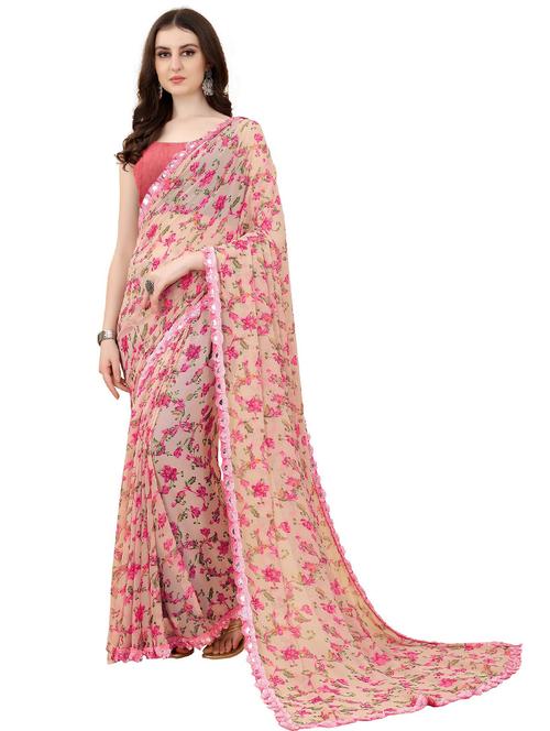 floral printed saree with blouse - 20205773 - Very Small Image - 1