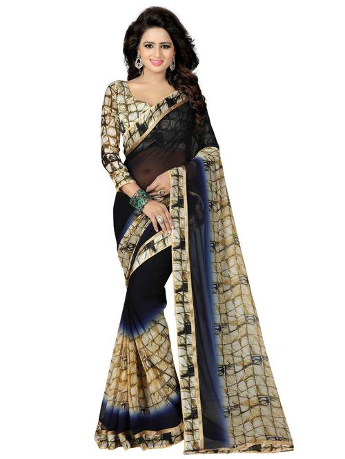 printed saree with blouse - 20205794 - Very Small Image - 1