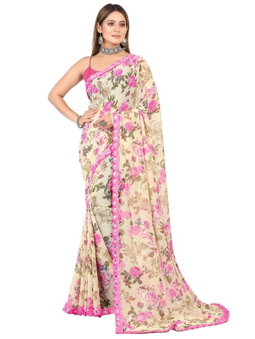 floral printed saree with blouse - 20205817 - Very Small Image - 1