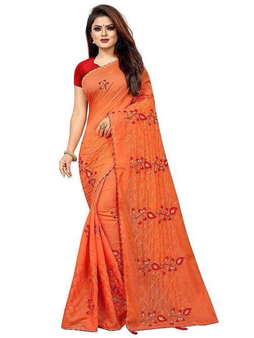 orange embroidered saree with blouse - 20205836 - Very Small Image - 1