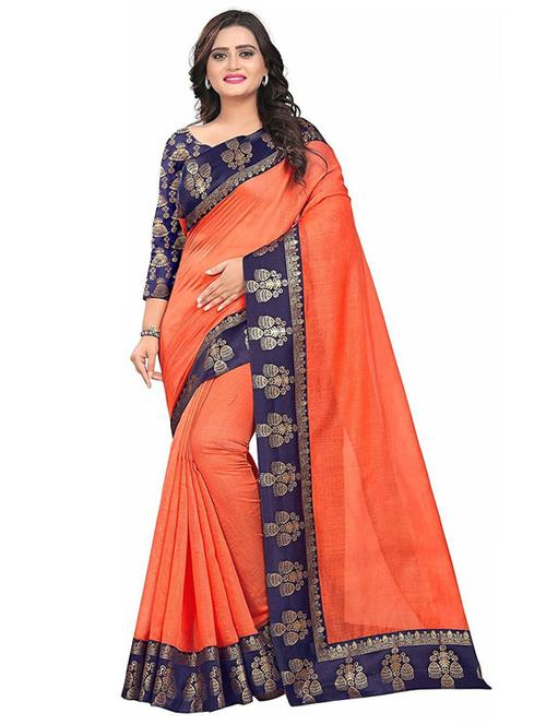 orange chanderi saree with blouse - 20205879 - Very Small Image - 1