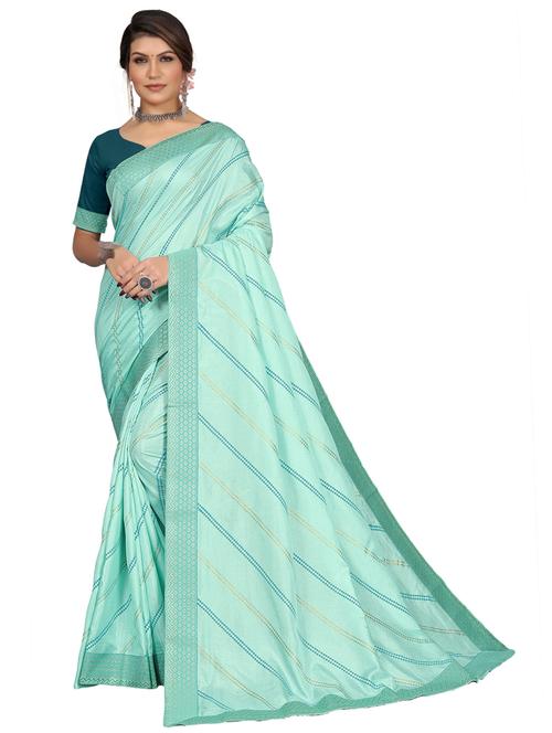 light blue silk blend bandhani saree with blouse - 20207155 - Very Small Image - 1
