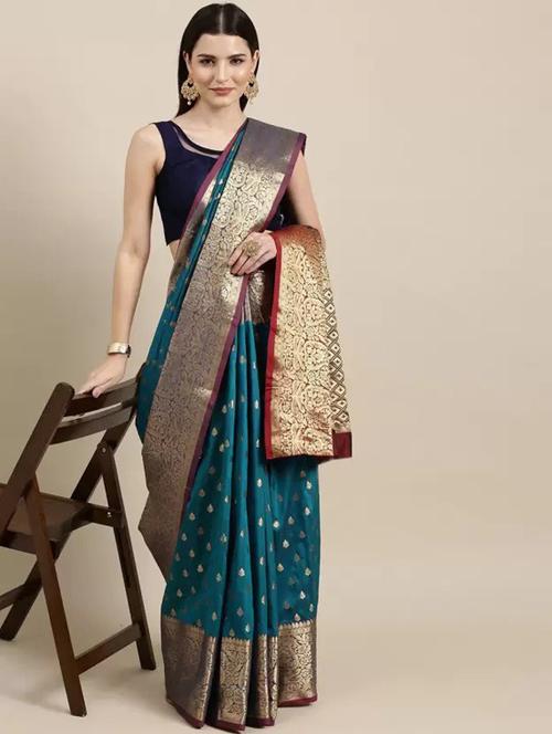 self design woven saree with blouse - 20207244 - Very Small Image - 1