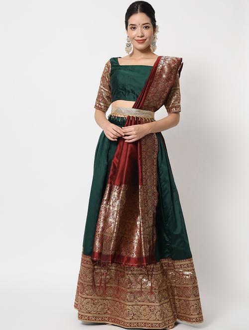 self design flared lehenga choli set with dupatta - 20207734 - Very Small Image - 1