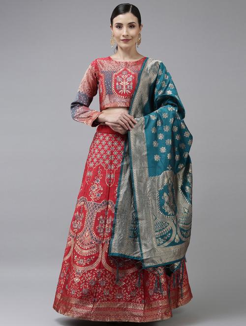 self design panelled lehenga choli set with dupatta - 20207768 - Very Small Image - 1