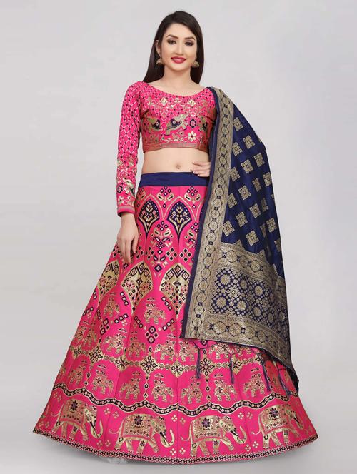 zari work semi-stitched lehenga choli with dupatta - 20207772 - Very Small Image - 1