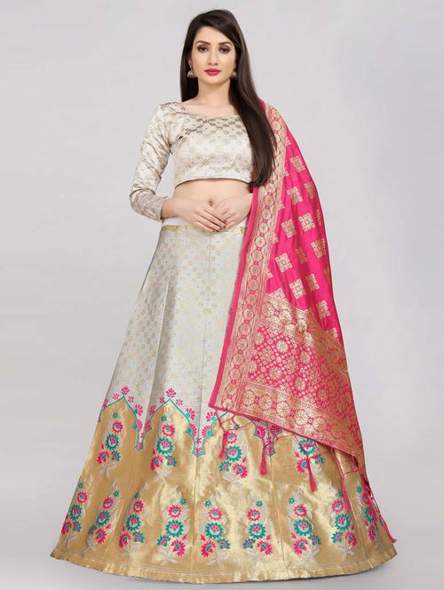 self design panelled lehenga choli set with dupatta - 20207780 - Very Small Image - 1