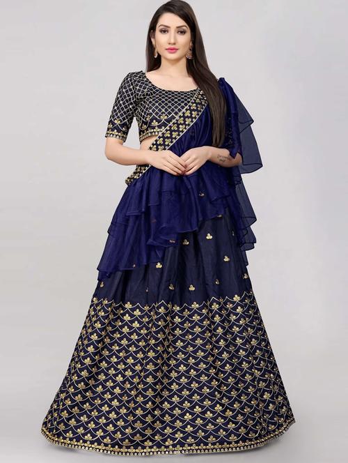 embroidered flared lehenga choli set with dupatta - 20207786 - Very Small Image - 1