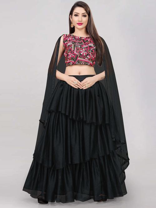 self design layered lehenga choli set with dupatta - 20207818 - Very Small Image - 1