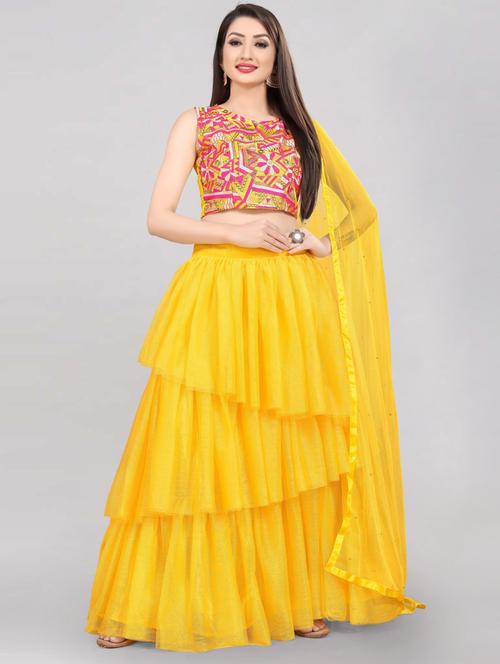 self design layered lehenga choli set with dupatta - 20207825 - Very Small Image - 1
