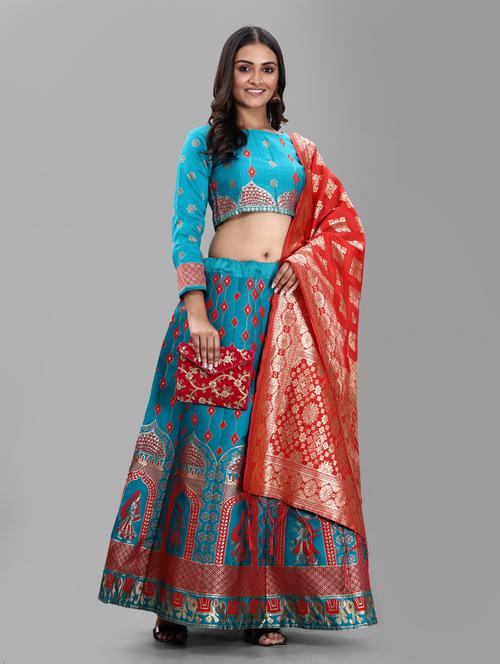 self design panelled lehenga choli set with dupatta - 20207836 - Very Small Image - 1