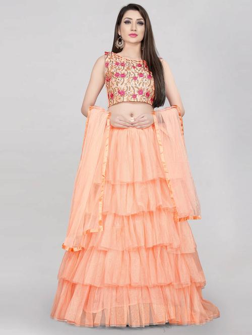 self design layered lehenga choli set with dupatta - 20207848 - Very Small Image - 1