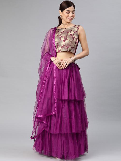 self design layered lehenga choli set with dupatta - 20207880 - Very Small Image - 1