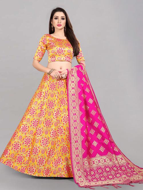 zari work semi-stitched lehenga choli with dupatta - 20207883 - Very Small Image - 1