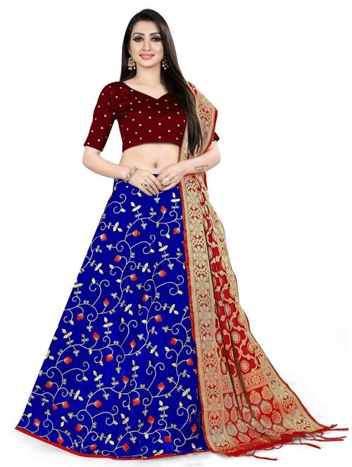 embroidered flared lehenga choli set with dupatta - 20207916 - Very Small Image - 1
