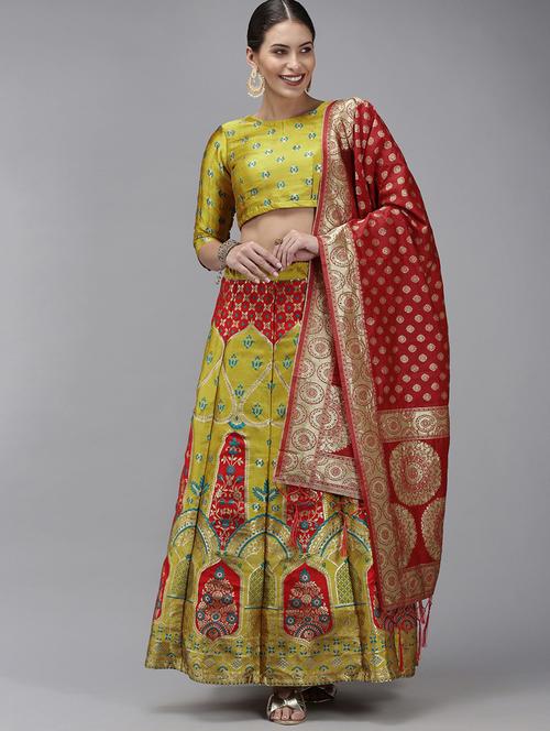 self design panelled lehenga choli set with dupatta - 20207917 - Very Small Image - 1