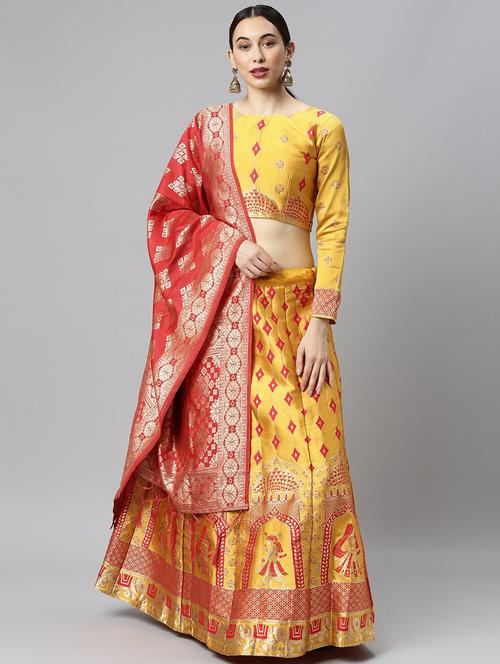 self design panelled lehenga choli set with dupatta - 20207923 - Very Small Image - 1