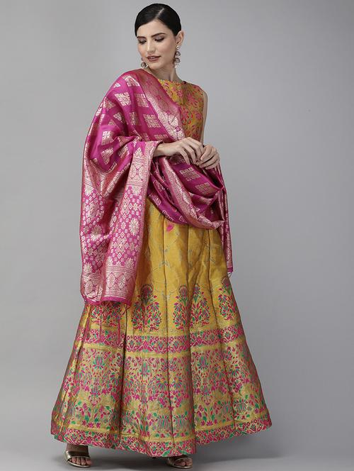 self design panelled lehenga choli set with dupatta - 20208001 - Very Small Image - 1