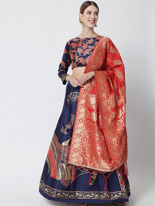 self design panelled lehenga choli set with dupatta - 20208016 - Very Small Image - 1