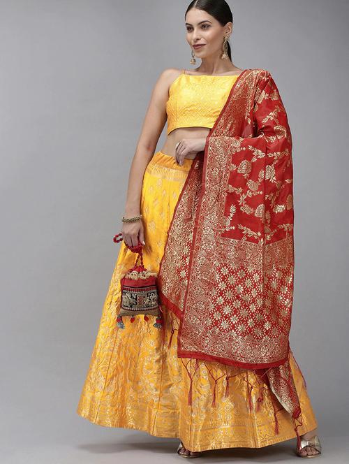 self design panelled lehenga choli set with dupatta - 20208022 - Very Small Image - 1