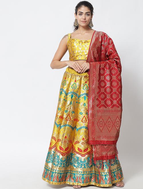 self design panelled lehenga choli set with dupatta - 20208039 - Very Small Image - 1
