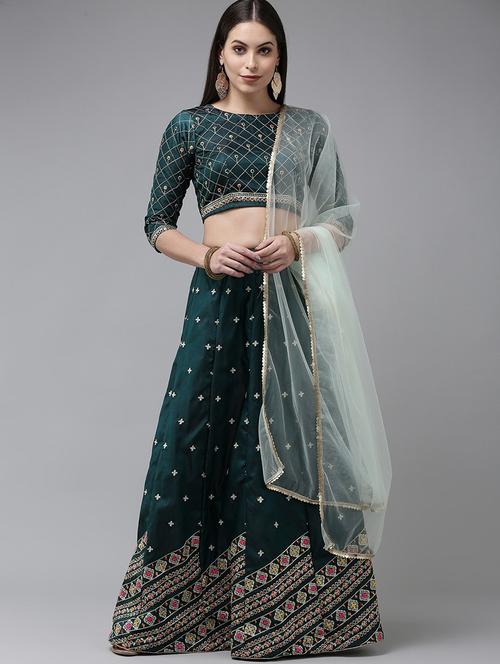 embroidered lehenga choli with dupatta set - 20208080 - Very Small Image - 1
