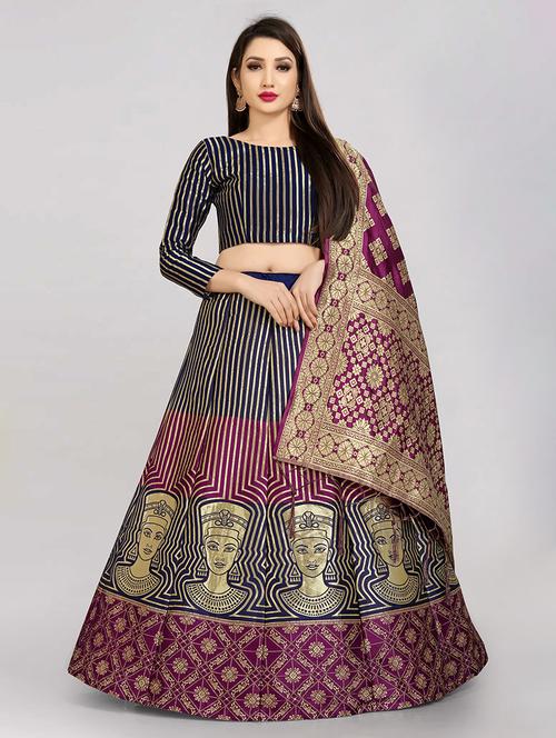 self design panelled lehenga choli set with dupatta - 20208114 - Very Small Image - 1