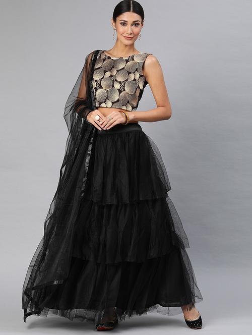embroidered semi-stitched lehenga choli with dupatta - 20208144 - Very Small Image - 1