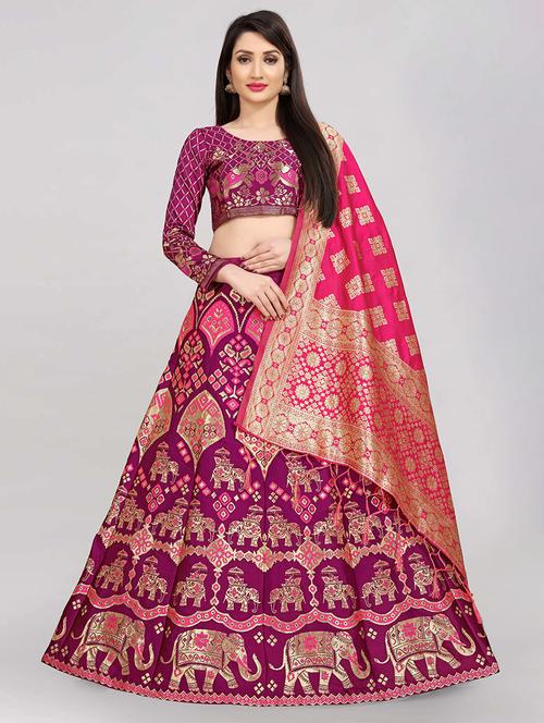self design panelled lehenga choli set with dupatta - 20208197 - Very Small Image - 1