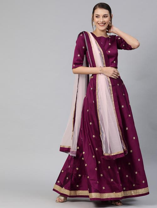 embroidered flared lehenga choli set with dupatta - 20208198 - Very Small Image - 1