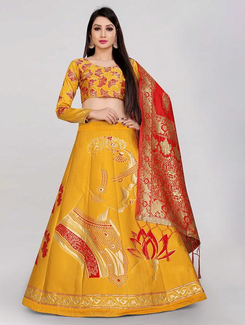 self design panelled lehenga choli set with dupatta - 20208201 - Very Small Image - 1