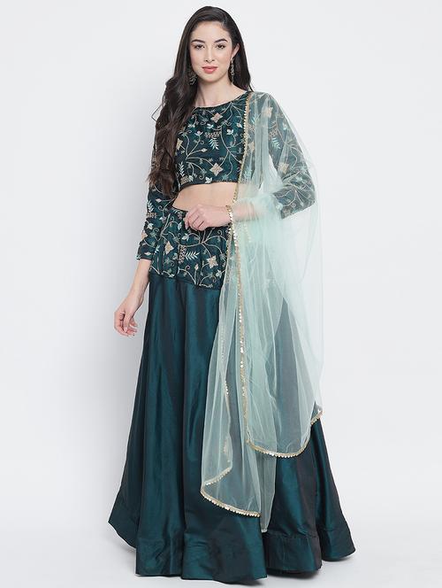 embroidered flared lehenga choli set with dupatta - 20208297 - Very Small Image - 1