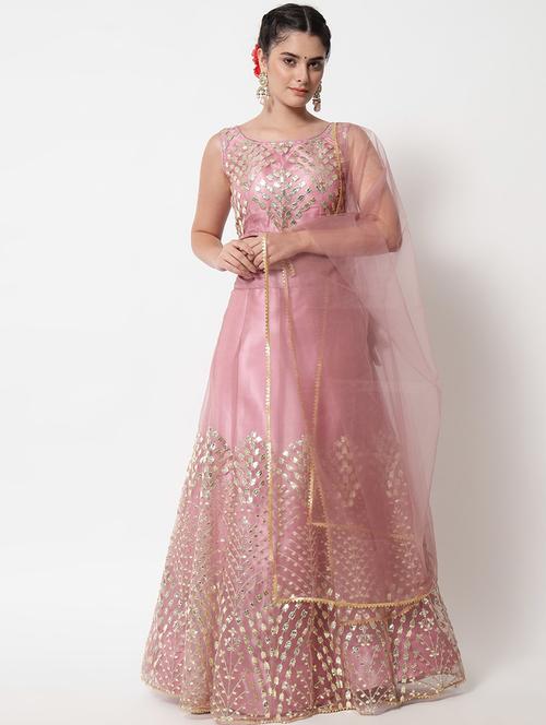 embroidered flared lehenga choli set with dupatta - 20208320 - Very Small Image - 1