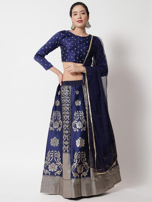 zari work semi-stitched lehenga choli with dupatta - 20208344 - Very Small Image - 1