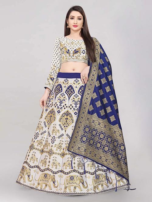 self design panelled lehenga choli set with dupatta - 20208359 - Very Small Image - 1