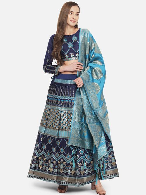 self design panelled lehenga choli set with dupatta - 20208364 - Very Small Image - 1