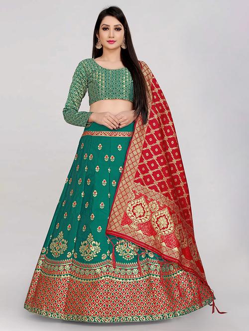 zari work semi-stitched lehenga choli with dupatta - 20208392 - Very Small Image - 1