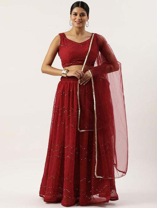 embroidered lehenga choli with dupatta set - 20208420 - Very Small Image - 1