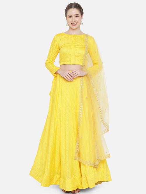 yellow colored flared lehenga - 20208429 - Very Small Image - 1