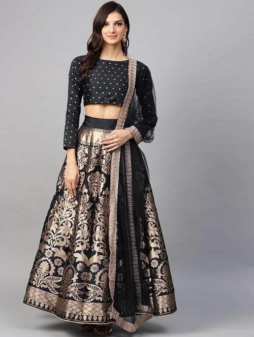 zari work semi-stitched lehenga choli with dupatta - 20208441 - Very Small Image - 1