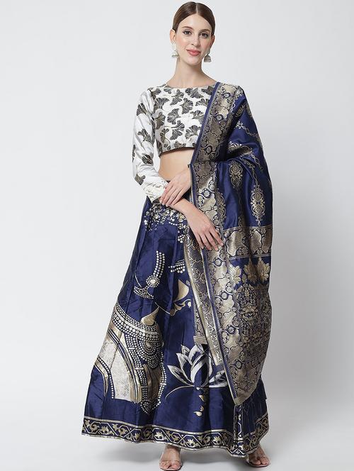 self design panelled lehenga choli set with dupatta - 20208457 - Very Small Image - 1