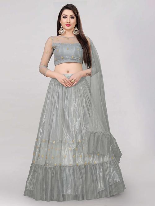 embroidered semi-stitched lehenga choli with dupatta - 20208478 - Very Small Image - 1