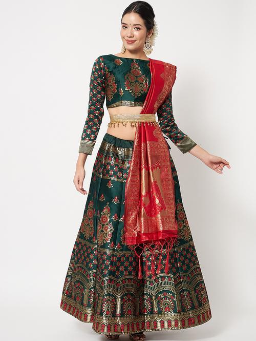 zari work semi-stitched lehenga choli with dupatta - 20208493 - Very Small Image - 1