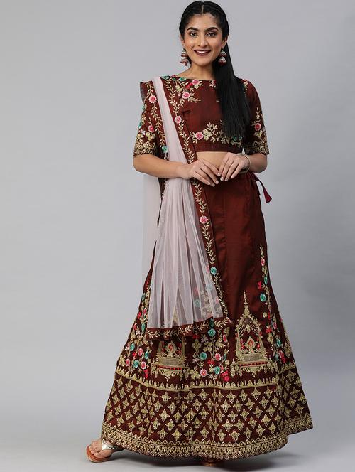 embroidered lehenga choli with dupatta set - 20208524 - Very Small Image - 1