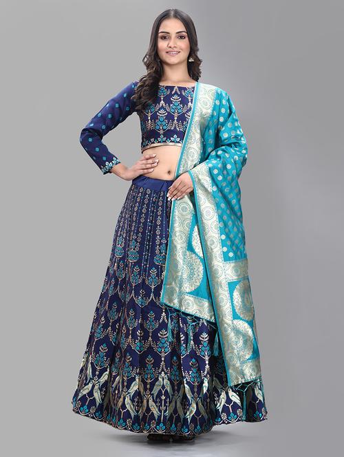 zari work semi-stitched lehenga choli with dupatta - 20208525 - Very Small Image - 1
