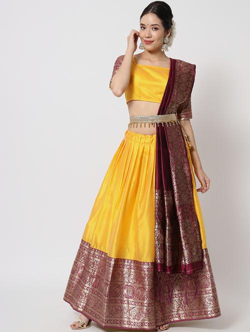zari work semi-stitched lehenga choli with dupatta - 20208527 - Very Small Image - 1