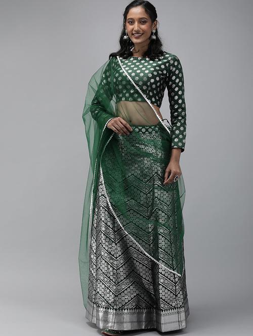 zari work semi-stitched lehenga choli with dupatta - 20208528 - Very Small Image - 1