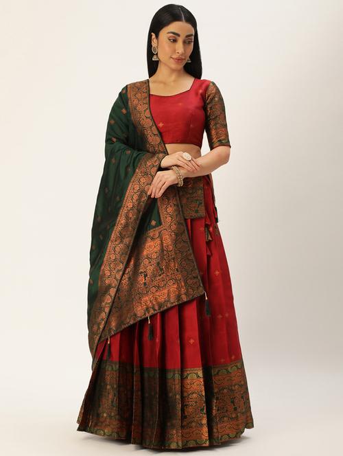 banarasi lehenga choli with dupatta set - 20208564 - Very Small Image - 1