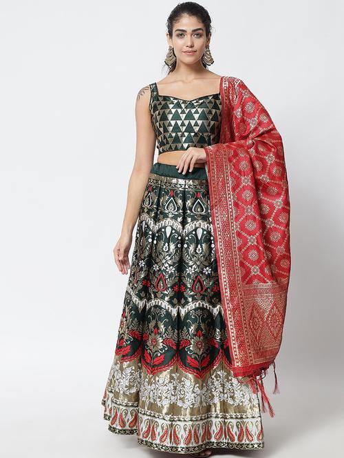 zari work semi-stitched lehenga choli with dupatta - 20208578 - Very Small Image - 1