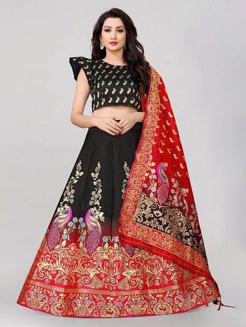 zari work semi-stitched lehenga choli with dupatta - 20208582 - Very Small Image - 1